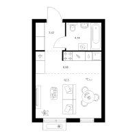 Студия № 1.9.2 Корп.: 4.1 , Секция 1  в ЖК Таллинский парк
