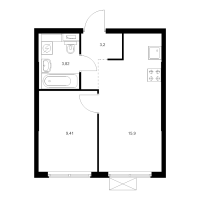 2 ккв (Евро) № 2.5.4 Корп.: 3.1 , Секция 2  в ЖК Таллинский парк