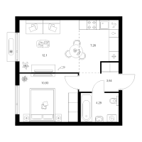 2 ккв (Евро) № 1.2.3 Корп.: 4.1 , Секция 1  в ЖК Таллинский парк