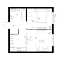 2 ккв (Евро) № 1.5.7 Корп.: 4.1 , Секция 1  в ЖК Таллинский парк