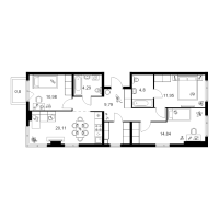 4 ккв (Евро) № 4.10.4 Корп.: 4.1 , Секция 4  в ЖК Таллинский парк