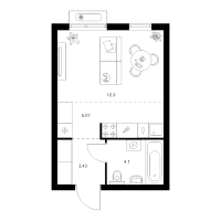 Студия № 4.6.3 Корп.: 4.1 , Секция 4  в ЖК Таллинский парк