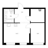 2 ккв (Евро) № 1.1.1 Корп.: 3.3 , Секция 1  в ЖК Таллинский парк