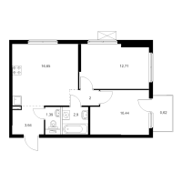 3 ккв (Евро) № 1.12.6 Корп.: 3.3 , Секция 1  в ЖК Таллинский парк