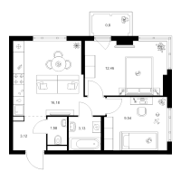 3 ккв (Евро) № 1.10.1 Корп.: 4.2 , Секция 1  в ЖК Таллинский парк
