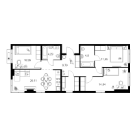 4 ккв (Евро) № 4.12.4 Корп.: 4.1 , Секция 4  в ЖК Таллинский парк