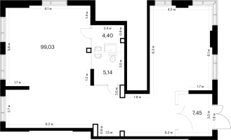 К. пом № НПКИ 1 Корп.: 4.1 , Секция 1  в ЖК Таллинский парк