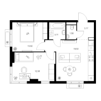 3 ккв (Евро) № 1.7.10 Корп.: 4.2 , Секция 1  в ЖК Таллинский парк