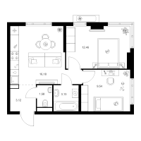 3 ккв (Евро) № 1.2.1 Корп.: 4.2 , Секция 1  в ЖК Таллинский парк