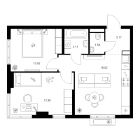3 ккв (Евро) № 1.11.10 Корп.: 4.2 , Секция 1  в ЖК Таллинский парк