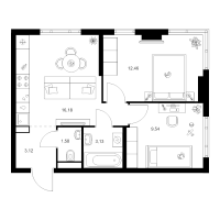 3 ккв (Евро) № 1.11.1 Корп.: 4.2 , Секция 1  в ЖК Таллинский парк