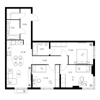 4 ккв (Евро) № 1.6.5 Корп.: 4.2 , Секция 1  в ЖК Таллинский парк