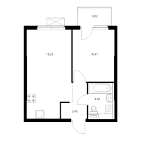 2 ккв (Евро) № 1.12.9 Корп.: 3.3 , Секция 1  в ЖК Таллинский парк