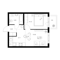 2 ккв (Евро) № 1.9.11 Корп.: 4.1 , Секция 1  в ЖК Таллинский парк