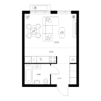 Студия № 1.2.4 Корп.: 4.2 , Секция 1  в ЖК Таллинский парк