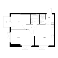 2 ккв № 1.2.1 Корп.: 2.3 , Секция 1  в ЖК Таллинский парк