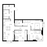 4 ккв (Евро) № 1.12.5 Корп.: 4.2 , Секция 1  в ЖК Таллинский парк