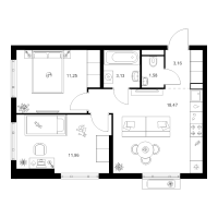 3 ккв (Евро) № 1.12.6 Корп.: 4.2 , Секция 1  в ЖК Таллинский парк