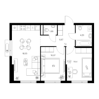 3 ккв (Евро) № 1.6.4 Корп.: 4.1 , Секция 1  в ЖК Таллинский парк