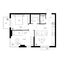 3 ккв (Евро) № 1.8.10 Корп.: 4.2 , Секция 1  в ЖК Таллинский парк