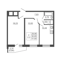 2 ккв № 161 Корп.: 1 , Секция 2  в ЖК Тандем