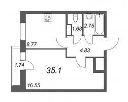 1 ккв № 246 Корп.: 1 , Секция 3  в ЖК Тандем