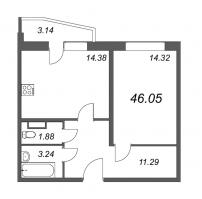 2 ккв (Евро) № 20 Корп.: 1 , Секция 1  в ЖК Тандем