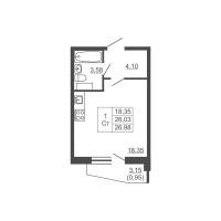 Студия № 413 Корп.: 2 , Секция 1  в ЖК Тандем