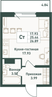 Студия № 362 Корп.: 2 , Секция 1  в ЖК Тандем