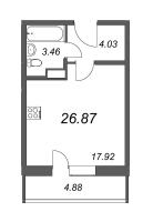 Студия № 7 Корп.: 1 , Секция 1  в ЖК Тандем