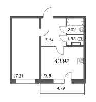 2 ккв (Евро) № 136 Корп.: 1 , Секция 1  в ЖК Тандем