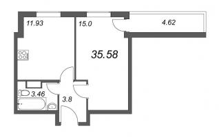 1 ккв № 244 Корп.: 1 , Секция 3  в ЖК Тандем