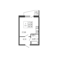 Студия № 486 Корп.: 2 , Секция 1  в ЖК Тандем