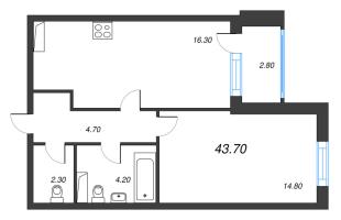 2 ккв (Евро) № 75 Корп.: 7 , Секция 1  в ЖК Тайм Сквер