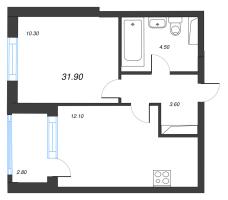 2 ккв (Евро) № 103 Корп.: 10 , Секция 1  в ЖК Тайм Сквер