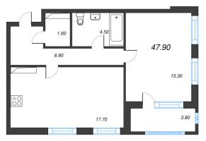 2 ккв (Евро) № 93 Корп.: 11 , Секция 1  в ЖК Тайм Сквер