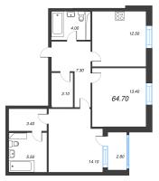 2 ккв № 69 Корп.: 8 , Секция 1  в ЖК Тайм Сквер