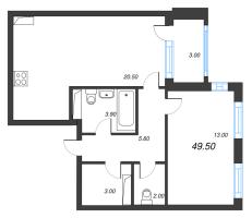 2 ккв (Евро) № 35 Корп.: 10 , Секция 1  в ЖК Тайм Сквер
