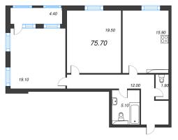 3 ккв (Евро) № 35 Корп.: 9 , Секция 1  в ЖК Тайм Сквер