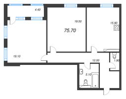 3 ккв (Евро) № 100 Корп.: 9 , Секция 1  в ЖК Тайм Сквер
