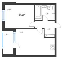 2 ккв (Евро) № 102 Корп.: 10 , Секция 1  в ЖК Тайм Сквер