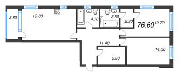 3 ккв (Евро) № 93 Корп.: 10 , Секция 1  в ЖК Тайм Сквер