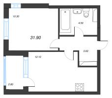 2 ккв (Евро) № 115 Корп.: 10 , Секция 1  в ЖК Тайм Сквер