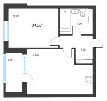 2 ккв (Евро) № 90 Корп.: 10 , Секция 1  в ЖК Тайм Сквер