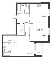 2 ккв № 91 Корп.: 11 , Секция 1  в ЖК Тайм Сквер