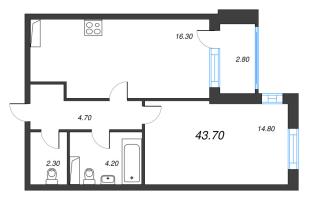 2 ккв (Евро) № 10 Корп.: 7 , Секция 1  в ЖК Тайм Сквер