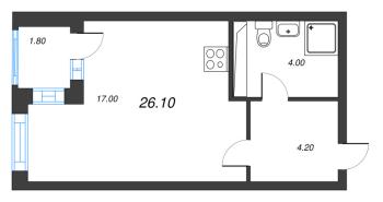 Студия № 99 Корп.: 9 , Секция 1  в ЖК Тайм Сквер