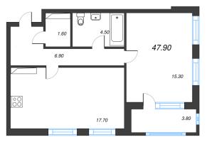 2 ккв (Евро) № 82 Корп.: 11 , Секция 1  в ЖК Тайм Сквер