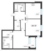 2 ккв № 102 Корп.: 11 , Секция 1  в ЖК Тайм Сквер