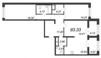3 ккв (Евро) № 356 Корп.: 1 , Секция 10  в ЖК The One